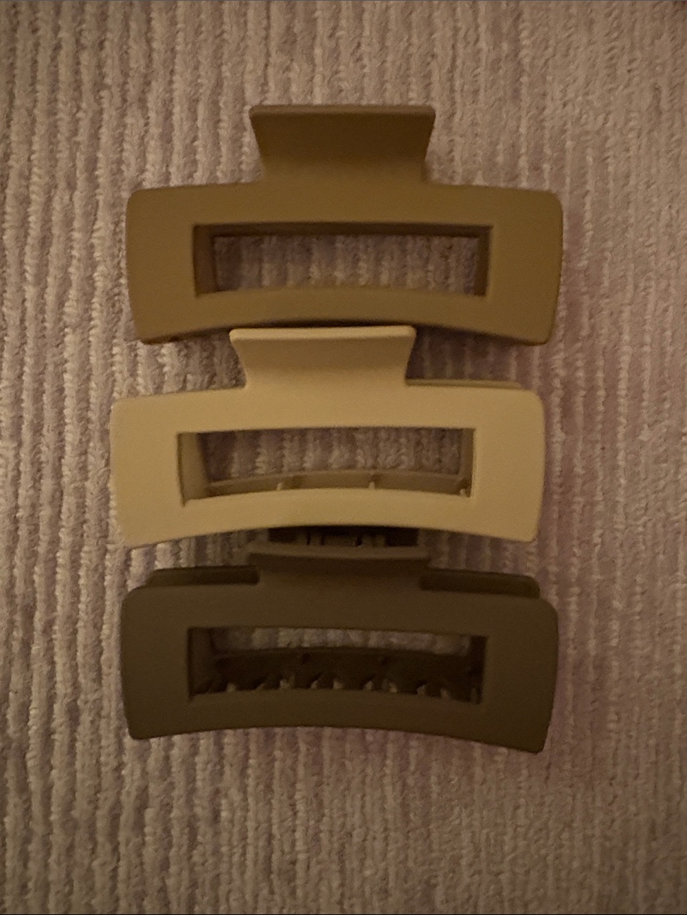 Set of 3 Matte Rectangular Hair Claw Clips - Neutral Tones